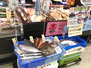 店頭での鮮魚販売の写真