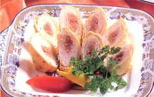 石もちの豚肉巻き揚げレモン添えの画像