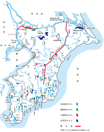 千葉県の川と水源施設（ダム）の地図画像