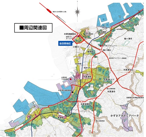 金田西地区周辺関連図