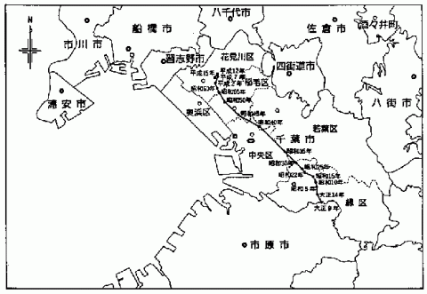 図9人口重心の移動（大正9年～平成15年）