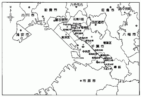 図9人口重心の移動（大正9年～平成16年）