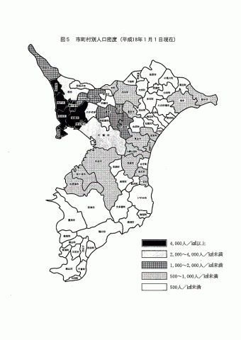 市町村別人口密度の図