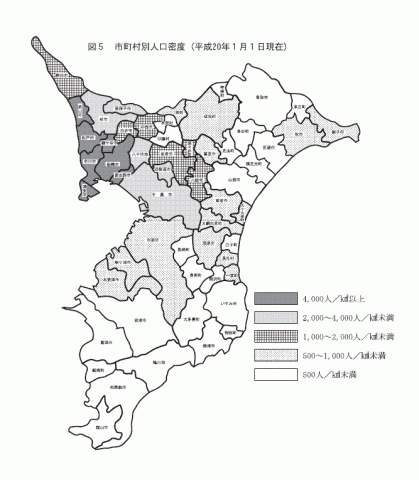 市町村別人口密度の図