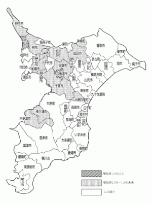 図4市町村別人口増減率（平成23年1月～12月）