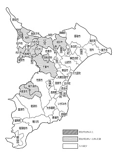 図4市町村別人口増減率（平成25年1月～12月）