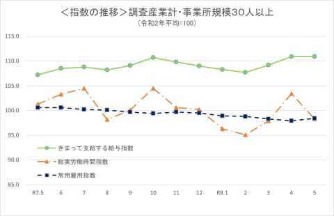 指数の推移(事業所規模30人以上)