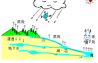 水の循環の模式図です