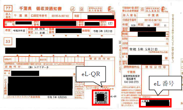 eL-QRとeL番号が印字された納付書