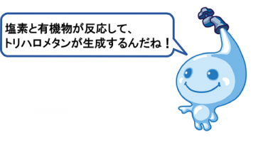 塩素と有機物が反応して、トリハロメタンが生成するんだね! 塩素と有機物が反応して、トリハロメタンが生成するんだね!